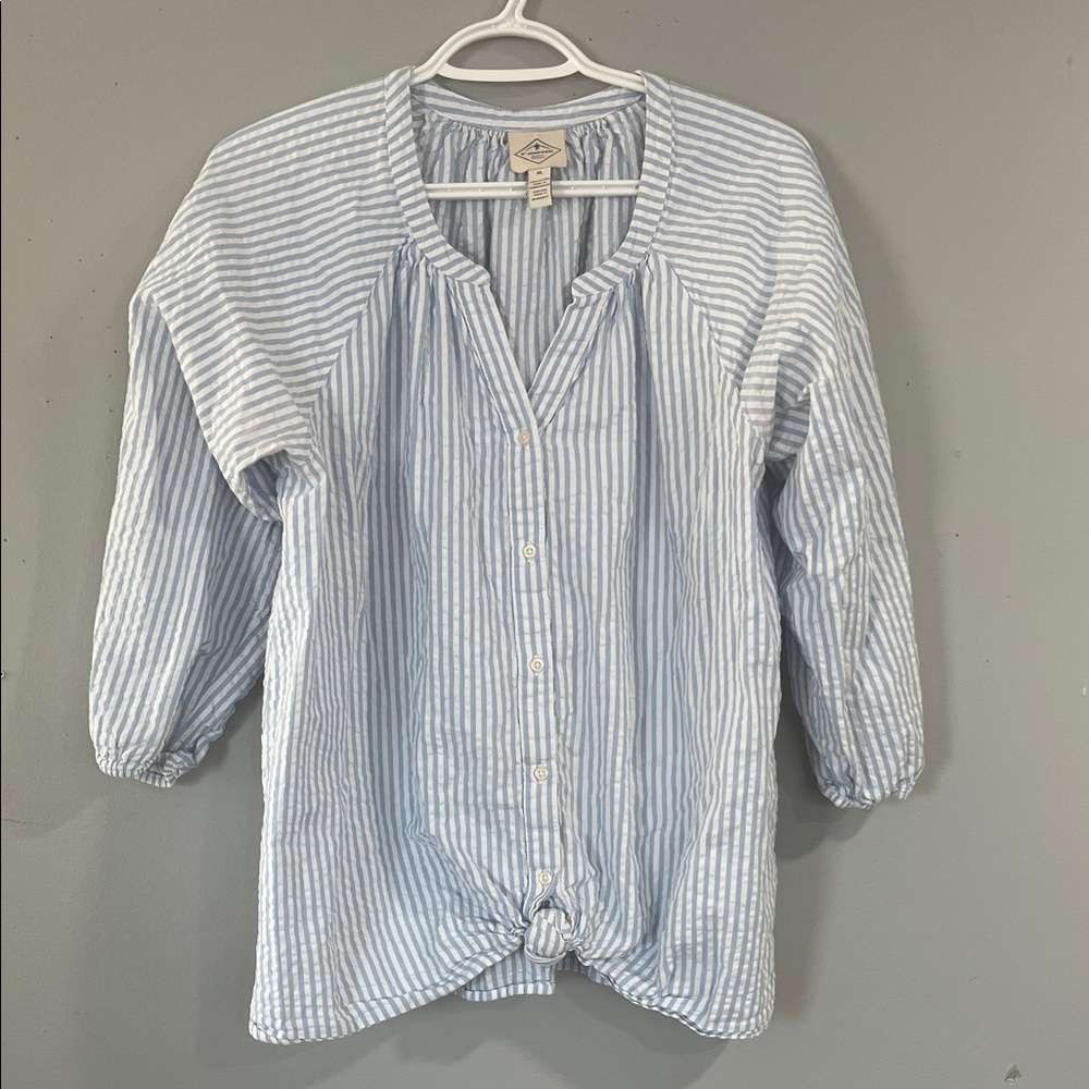 Woman’s St. John's Bay Light Blue Striped Button Down Shirt XL